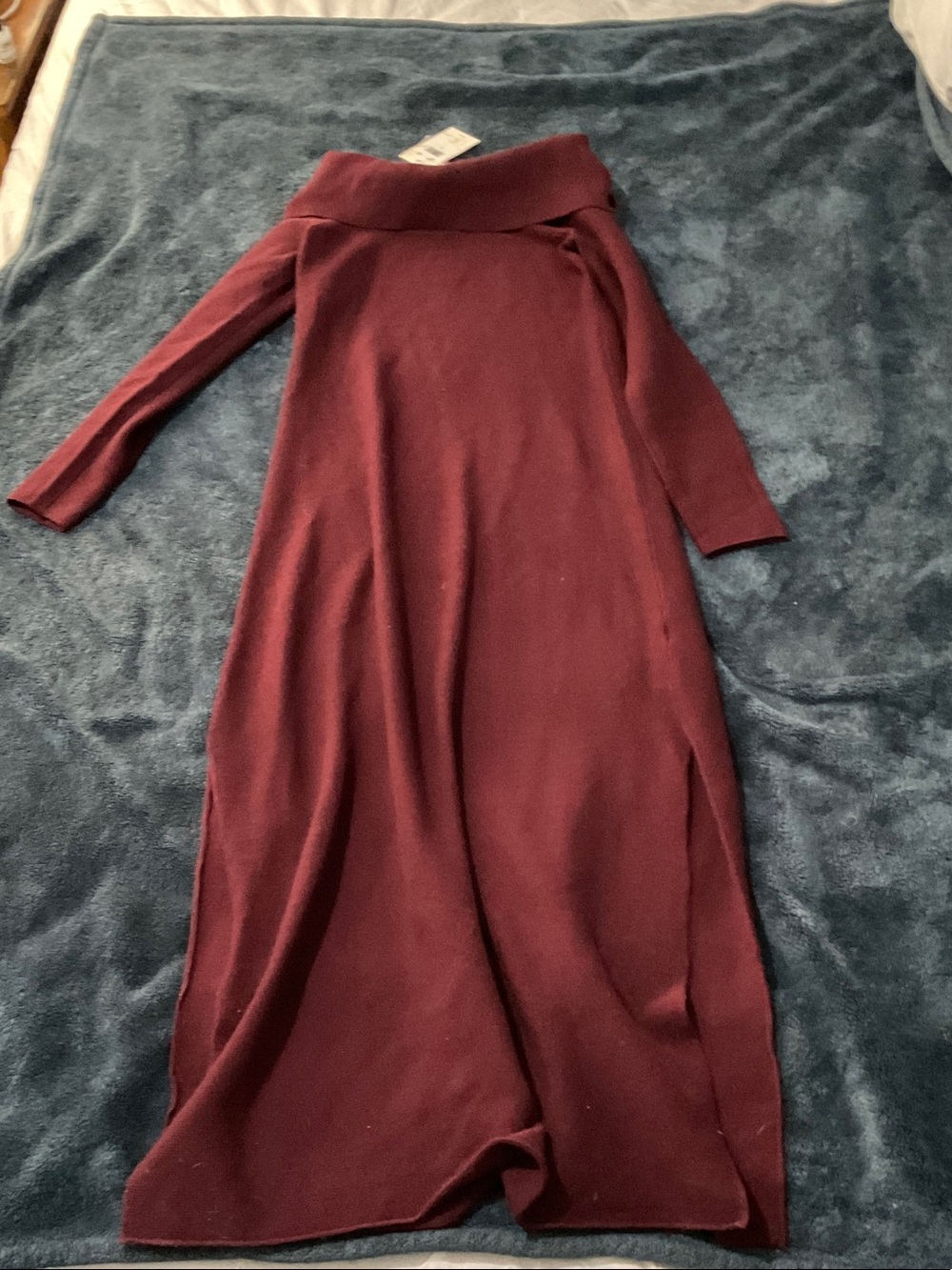 Splendid Off-Shoulder Maxi Dress in Burgundy